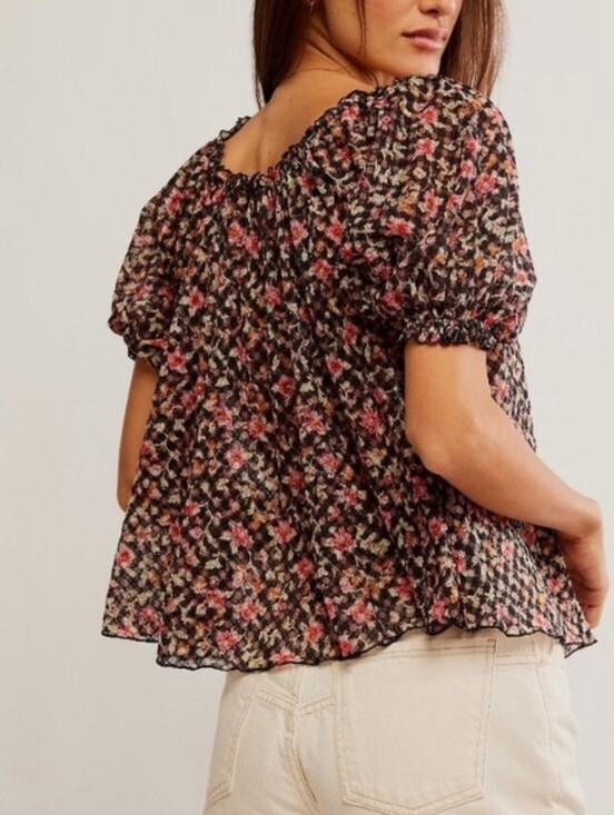 Free People Tops - NEW Free People Peasant Top Stretch Flowy Puff Short Sleeve Fits M-L
